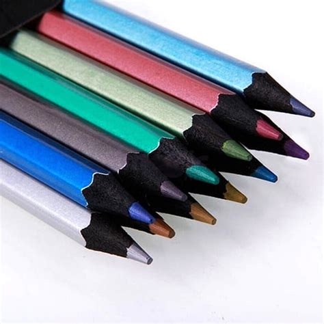 Sanwood Pencil 12x Metallic Non Toxic Colored Drawing Pencils 12 Color