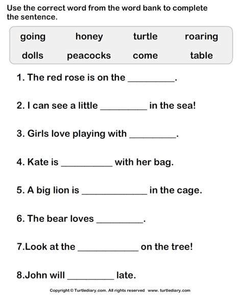 Complete The Sentence Worksheets Worksheets