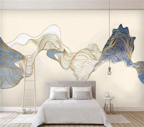 Beibehang Custom Wallpaper 3d Mural New Chinese Abstract Line Ink