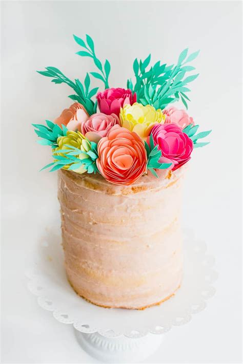 Diy Floral Flower Cake Topper With Card And Cricut Bespoke Bride