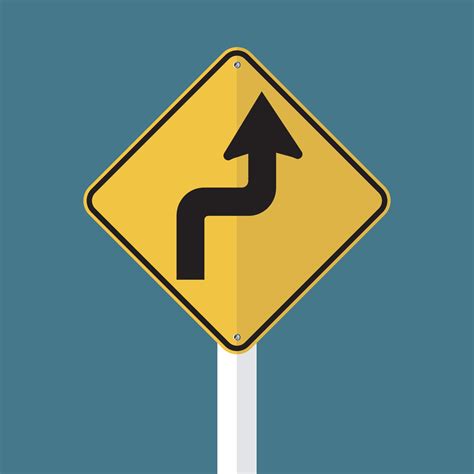 Curves Ahead Right Traffic Road Sign 2300974 Vector Art At Vecteezy