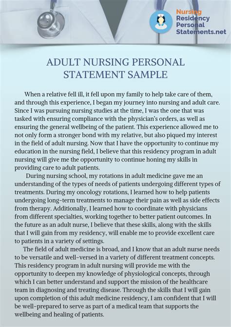 Memorable Nursing Residency Personal Statement From Expert Personal