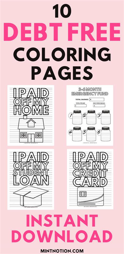 10 Savings And Debt Payoff Coloring Pages Debt Free Printables Debt