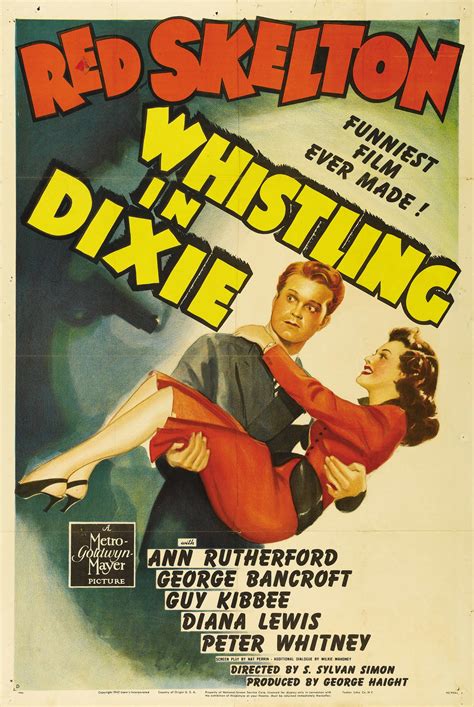 whistling in dixie mgm 1942 one sheet 27 red skelton classic films posters classic