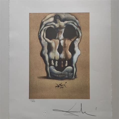 Salvador Dali Signed Lithograph Human Skull Skull Decor Etsy