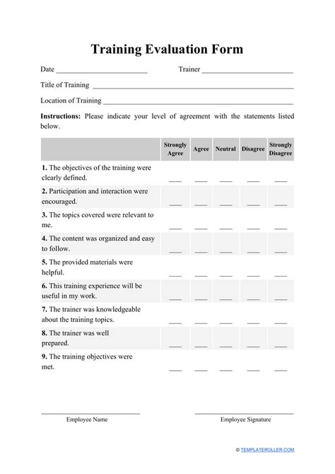 Training Evaluation Form Mosop