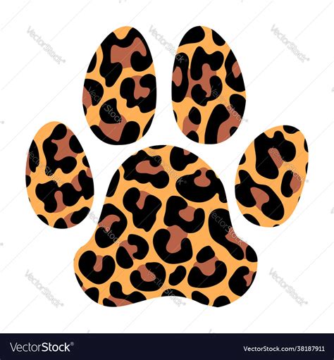 Dog Paw With Leopard Texture Handwritten Vector Image