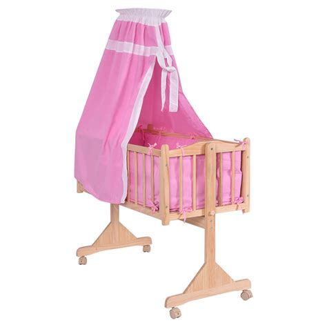 Costway Wood Baby Cradle Rocking Crib Newborn Bassinet Bed Sleeper