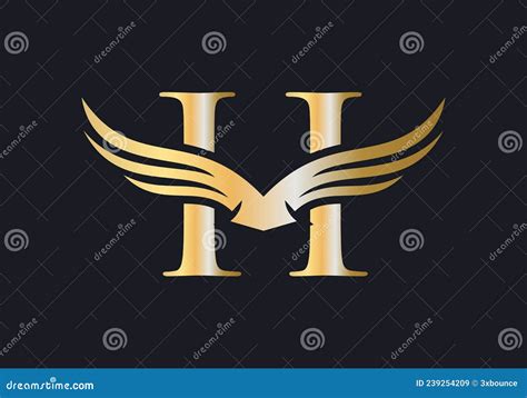 H Letter Wing Logo Design Initial Flying Wing H Letter Logo Stock