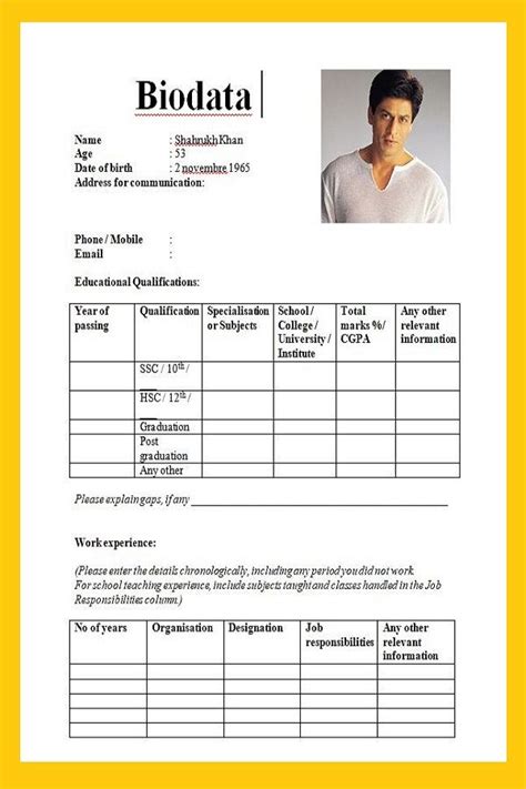 Bio data for job in word. 3 samples bio data form for job in word doc | Bio data ...