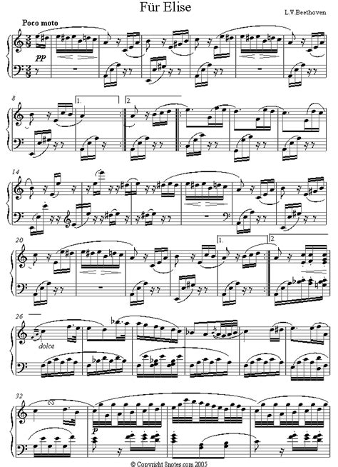 This sheet music is available for free via forelise.com where you can also read more about the composition and it's composer, ludwig van beethoven. Beethoven - Fur Elise (original) sheet music for Piano ...