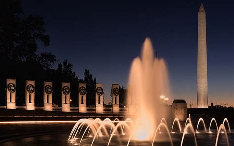 Hd Wallpaper Fountain Washington Dc Night Washington Monument Hd