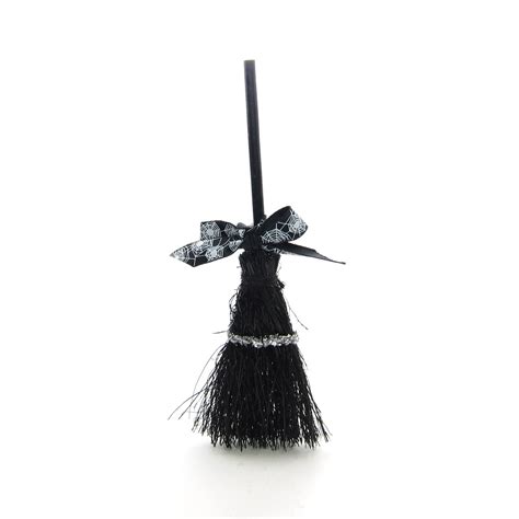 Black Halloween Broom Miniature Broomstick For Dolls And Crafts Brown