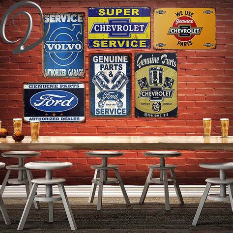 Service Authorized Garage Tin Signs 2030cm Bar Pub Home Wall