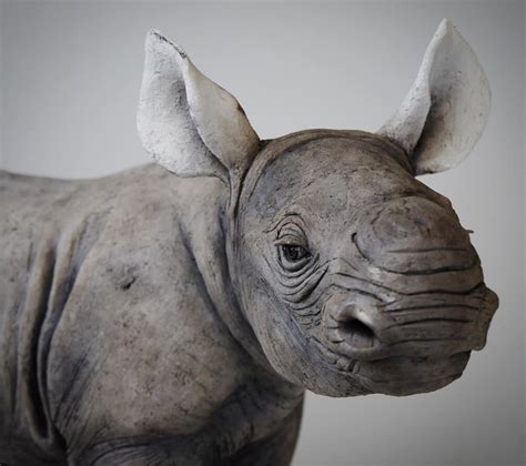 Baby Black Rhino Sculpture Nick Mackman Animal Sculpture