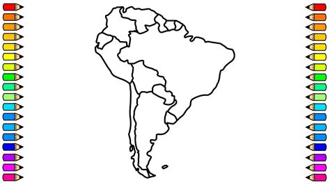 Cómo dibujar Mapa de Sudamérica Dibuja y Colorea el Mapa de América del Sur Dibujos para niños