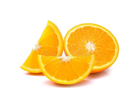 Orange Fruit With Drops Isolated On White Background Stock Photo