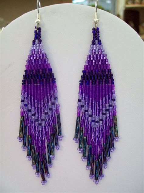 Beautiful Native American Beaded Purple Earrings Ready To Ship Native American Beadwork