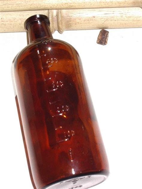Amber Brown Glass Bottle Mils 500 Vintage Apothecary Rx Broken Cork Stopper