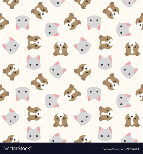Cat And Dog Head Seamless Pattern For Wallpaper Vector Image