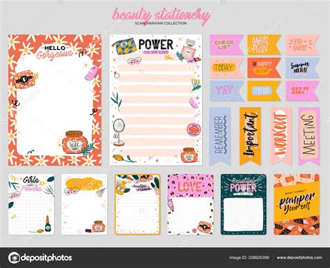 Collection Weekly Daily Planner Note Paper List Stickers Templates