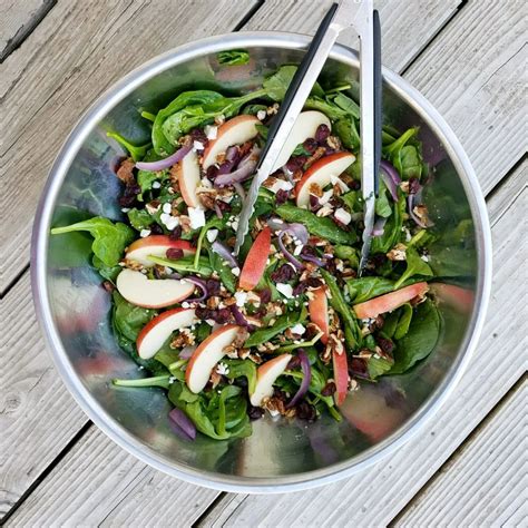 Apple And Bacon Spinach Salad With Balsamic Vinaigrette Hearty Smarty