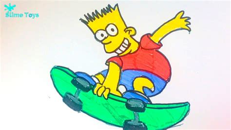 How To Draw Bart Simpson On A Skateboard Youtube