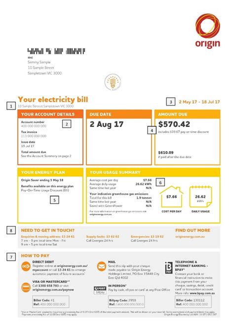 How to make the payment. How to Read My Bill - Origin Energy