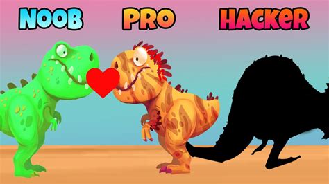 Dino Bash Noob Vs Pro Vs Hacker The Love Dinosaurs Youtube