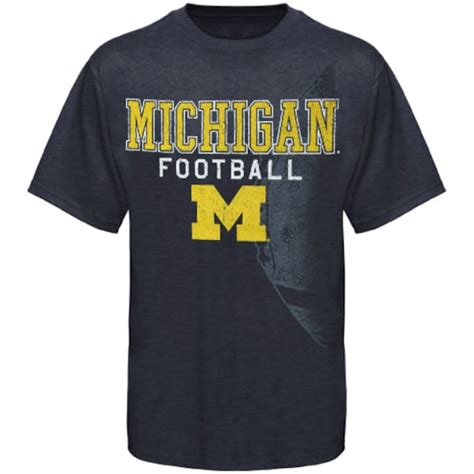 Michigan Wolverines Youth Football Fade T Shirt Navy Blue