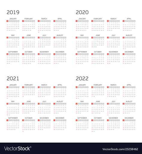 2018 2019 2020 2021 2022 Printable Calendar Photos And Vectors