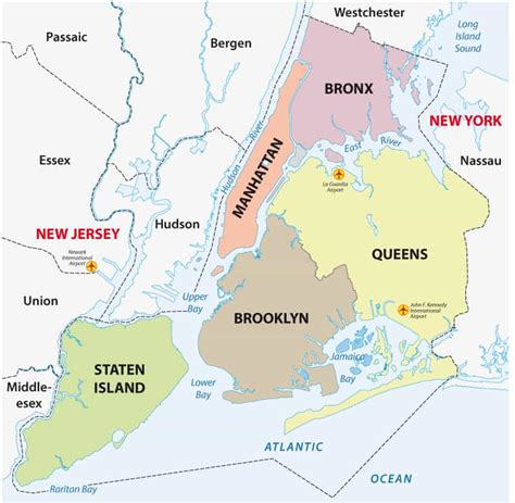 Mappa New York Cartina Di Mahattan Dei Distretti E Dellintero Stato