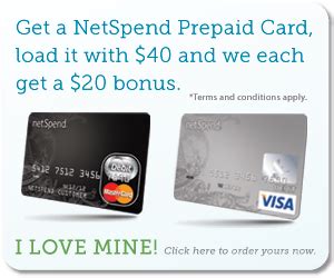 Order a card at no cost, verify your id & activate it, & use it anywhere visa® debit & debit mastercard® are with a netspend® visa® prepaid card and netspend® prepaid mastercard® you choose the options that fit your life best, giving you the freedom. Free $20 Cash for Signing Up at NetSpend