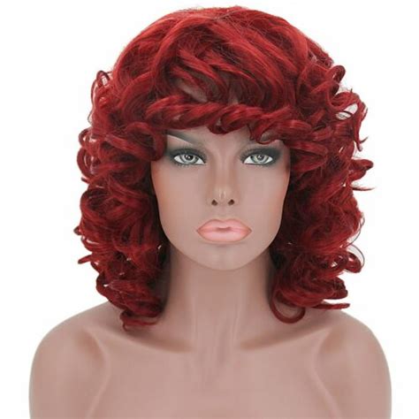Short Curly Wig With Bangs For Black Women Big Bouncy Fluffy Natural Full Wigs Ebay