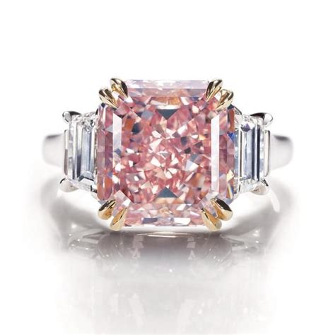 Extremely Rare Fancy Intense Pink Diamond Ring In A Platinum Setting From Harry Winston Pink