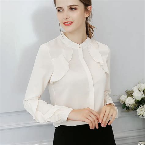 2018 Women New Arrive Womens With Basic Tops Fashion Spring Chiffon Blouse Long Sleeve Casual