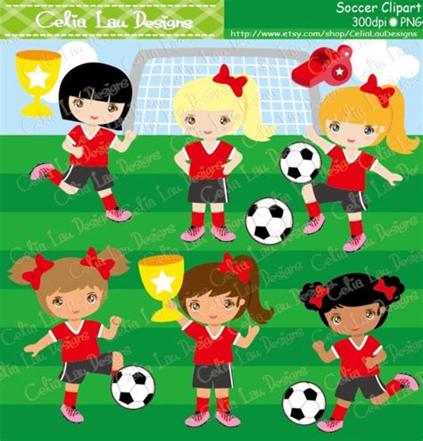 Soccer Girl Clipart Football Girl Digital Clipart Soccer Etsy