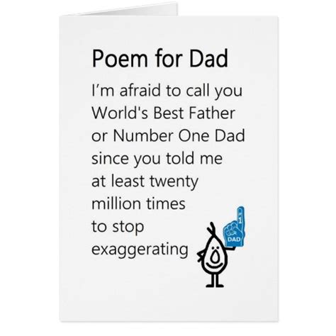 Poem For Dad A Funny Fathers Day Poem Greeting Card Zazzle