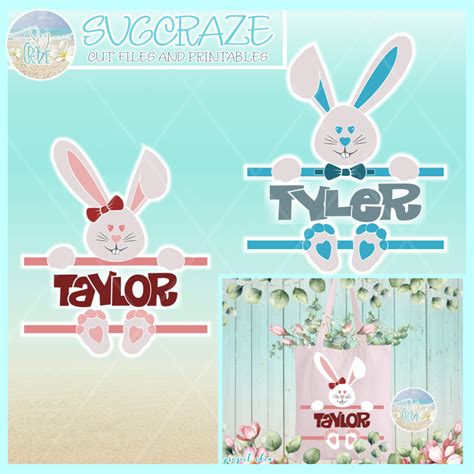 Download Easter Bunny Split Frame Boy Girl SVG - SoFontsy
