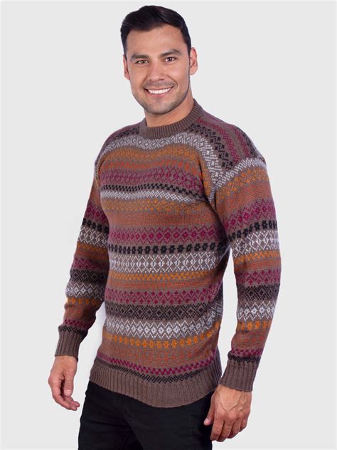 Soft Brown Crewneck Alpaca Sweater For Men Inti Alpaca Alpaca
