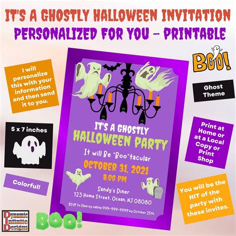 Ghostly Halloween Invitations For A Party Boo Printable I Will