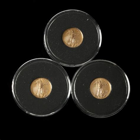 Three 2015 5 American Eagle 110 Oz Gold Bullion Coins Lot 1208