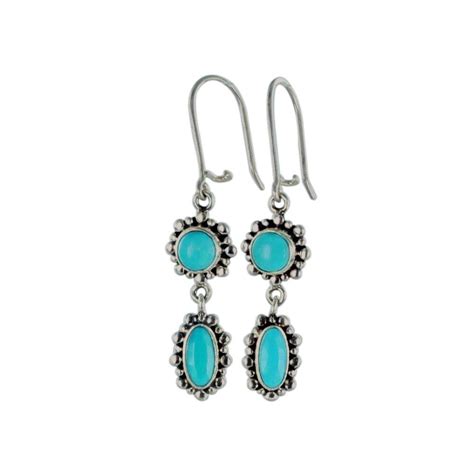 SLEEPING BEAUTY TURQUOISE Earrings 2 Stone Faceted Turquoise Earrings