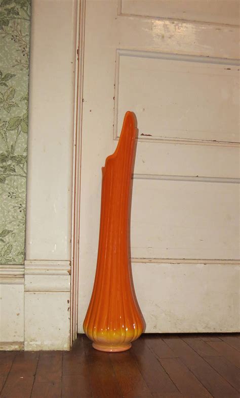 Vintage L E Smith Tall Orange Vase Floor Vase By KansasKardsStudio On