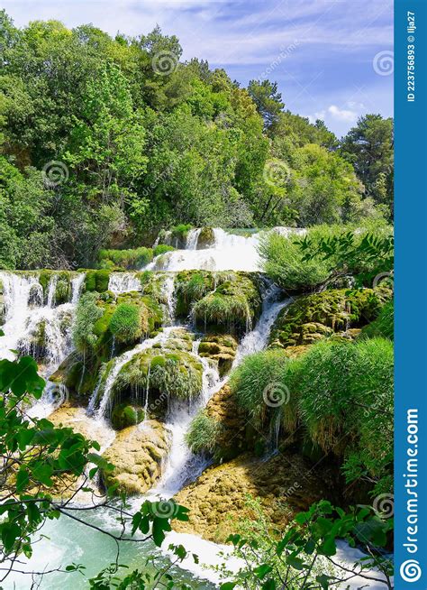 Beautiful Waterfalls At Krka National Park In Croatia Stock Image