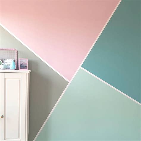 Pastel Wall In Geometric Forms Cute Bedroom Ideas Geometric Pastel