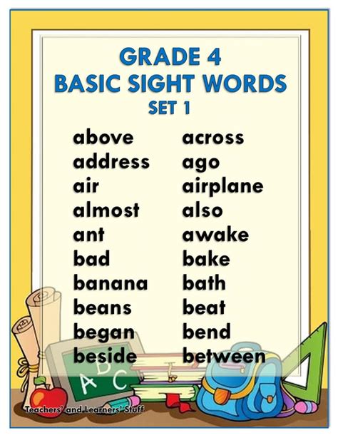 Basic Sight Words Grade 4 Free Download Depedclick