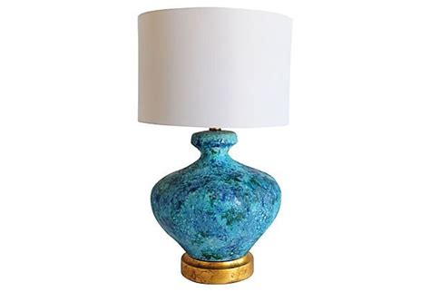 Mid Century Turquoise Ceramic Lamp Ceramic Lamp Lamp Decor
