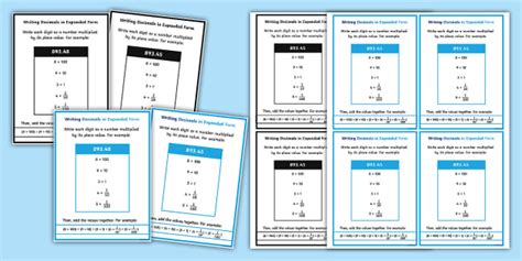 Writing Expanded Decimals Quick Reference Sheet Twinkl