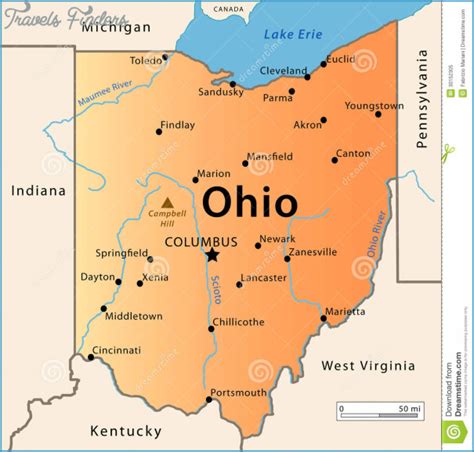 Map Of Ohio Cities And Rivers United States Map